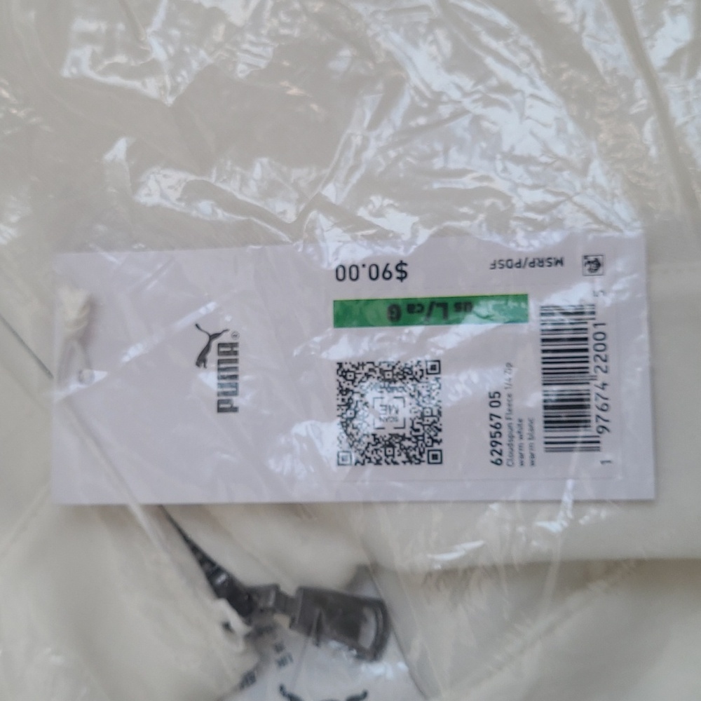 Mens Puma Cloudspun Off-White Quarter Zip-Up Pullover size Lg - Picture 5 of 7